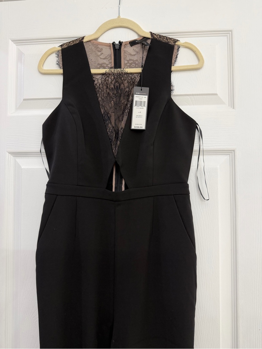 BCBGMaxAzria Black Lace details Jumpsuit